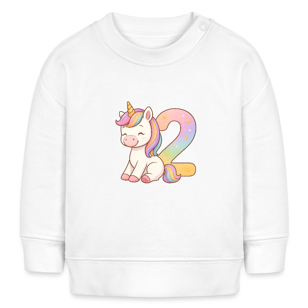 2. Geburtstag Einhorn - Bio Baby Pullover - Weiß
