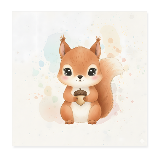 Eichhörnchen Poster 20x20 cm - Weiß