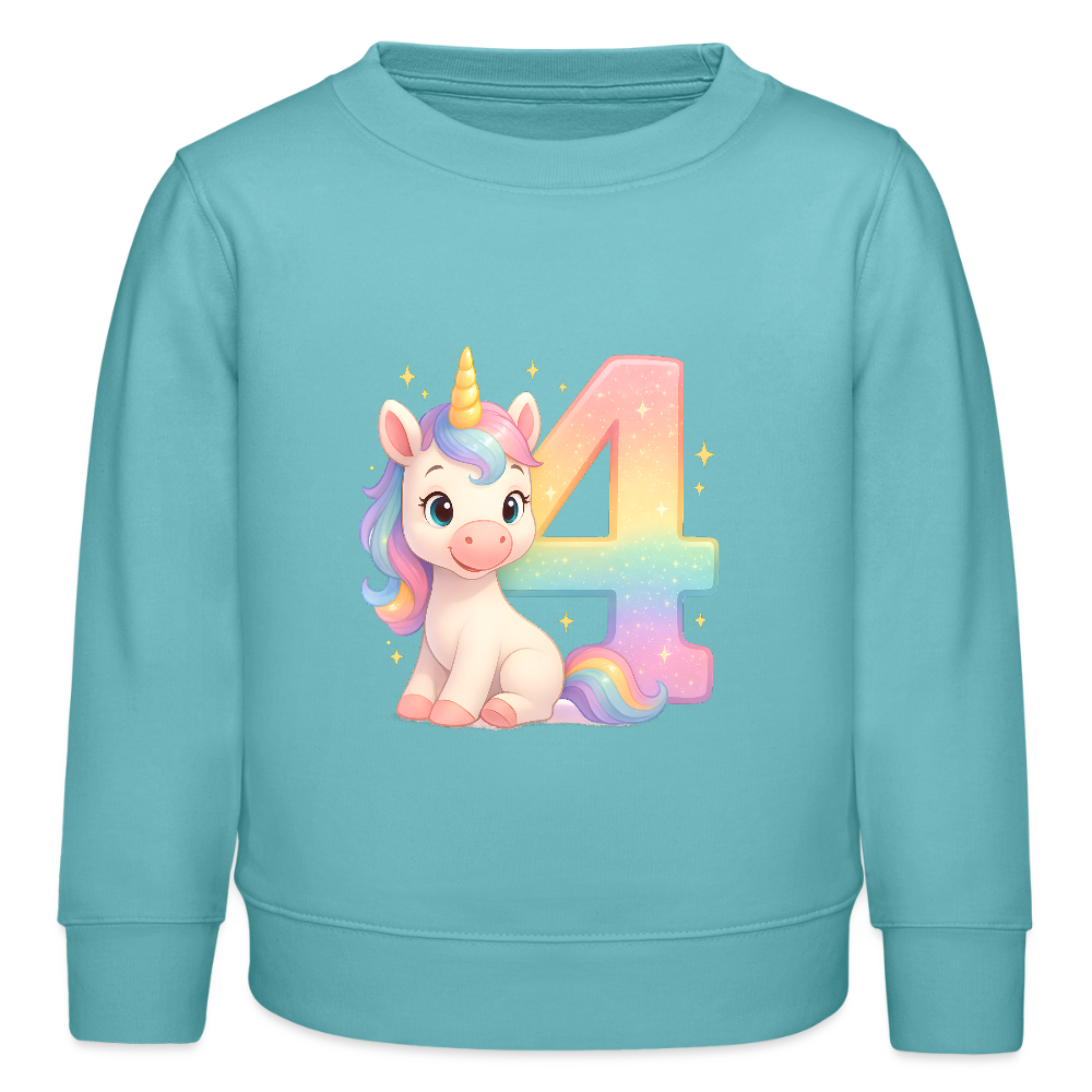 4. Geburtstag Einhorn - Bio Kinder Pullover - Pastelltürkis