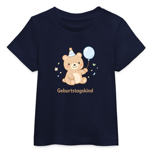 Bär Geburtstagskind - Bio Baby T-Shirt - Navy