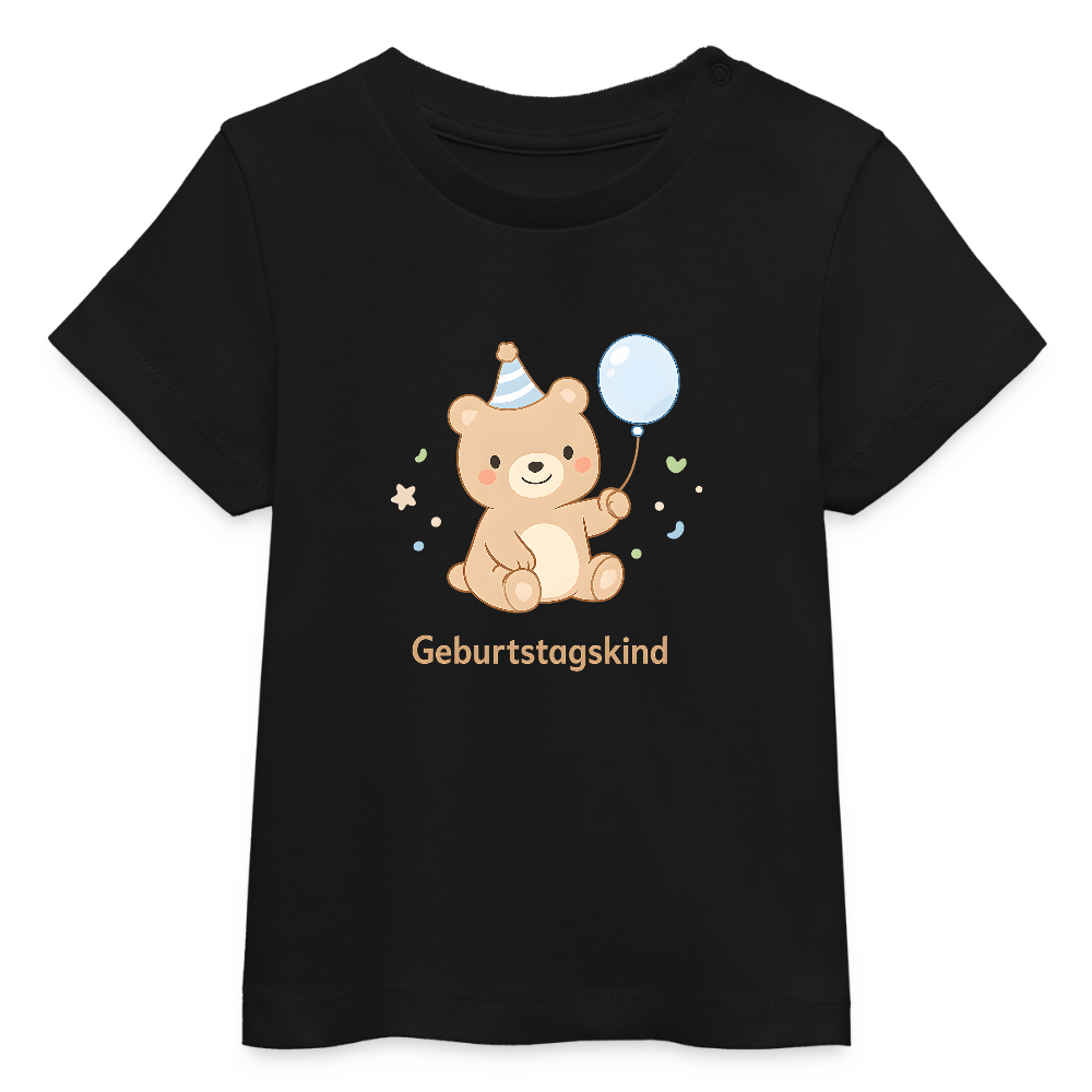 Bär Geburtstagskind - Bio Baby T-Shirt - Schwarz