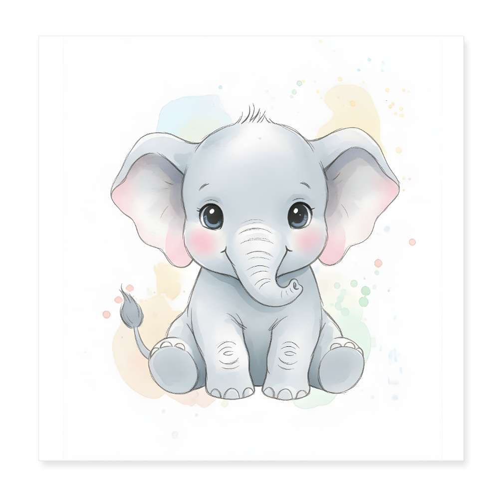 Elefant Poster 20x20 cm - Weiß