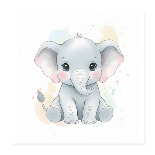 Elefant Poster 20x20 cm - Weiß