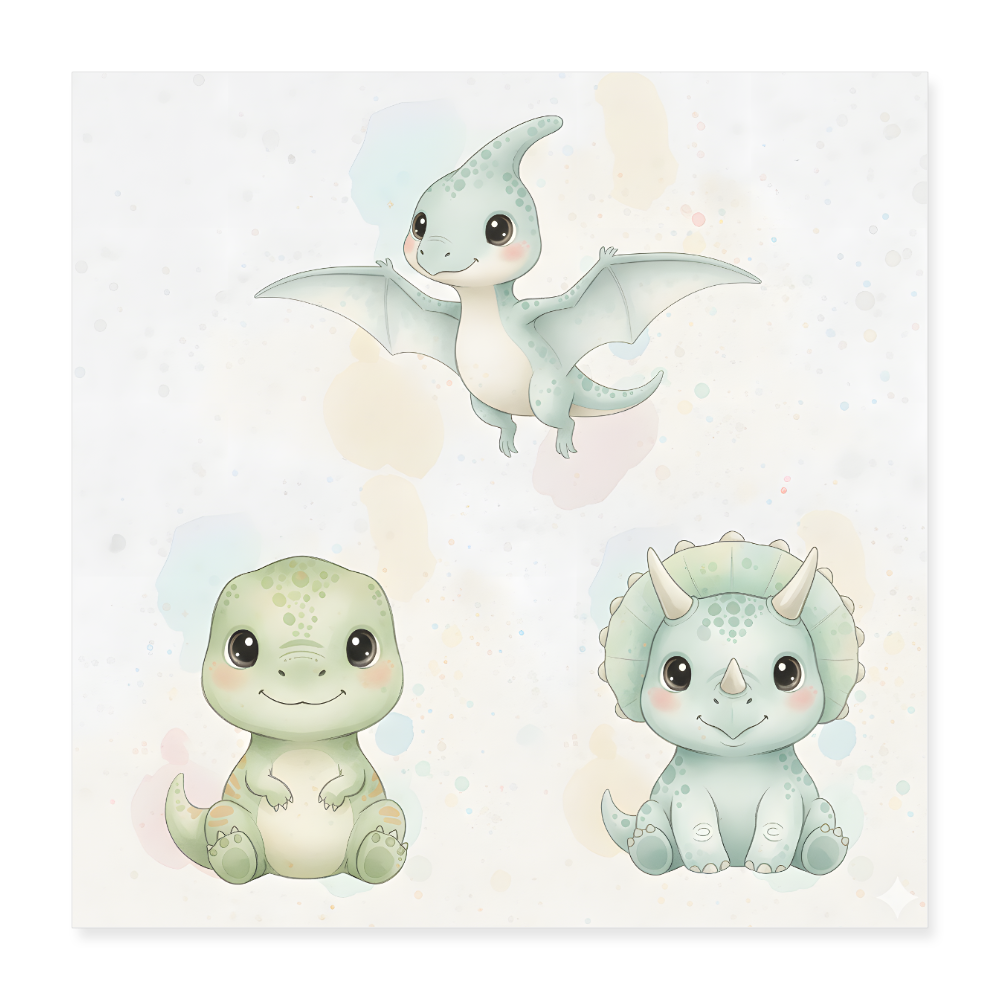 Dinosaurier Poster 40x40 cm - Weiß