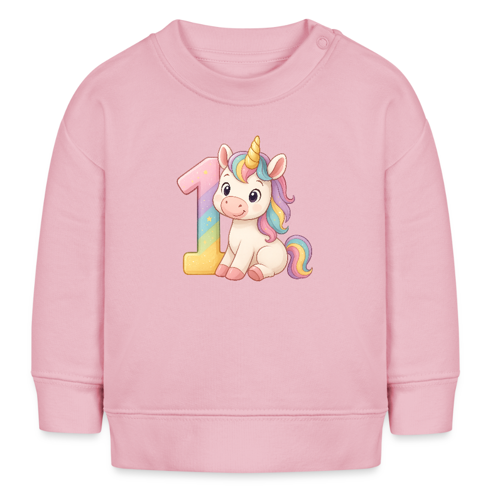 1. Geburtstag Einhorn - Bio Baby Pullover - Hellrosa