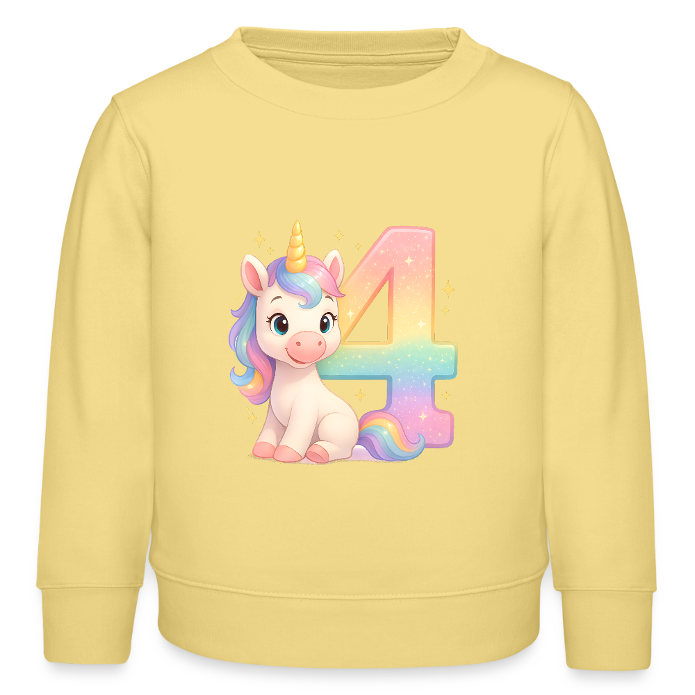 4. Geburtstag Einhorn - Bio Kinder Pullover - Gelb Viva 