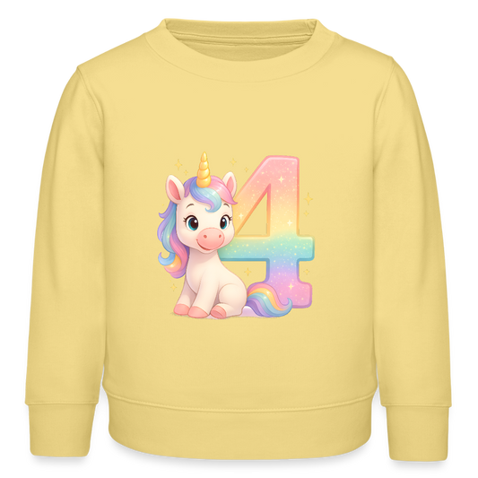 4. Geburtstag Einhorn - Bio Kinder Pullover - Gelb Viva 