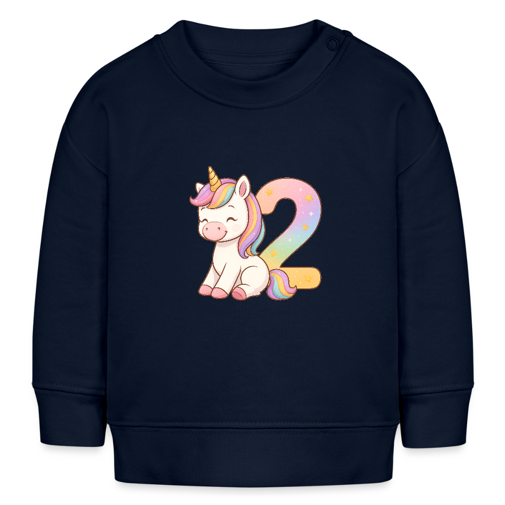 2. Geburtstag Einhorn - Bio Baby Pullover - Navy