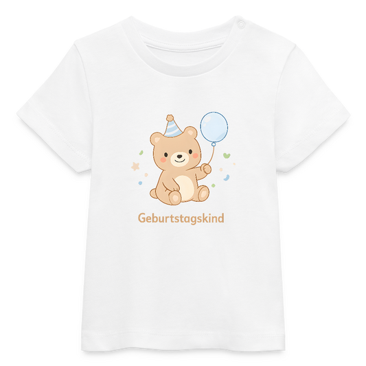 Bär Geburtstagskind - Bio Baby T-Shirt - Weiß