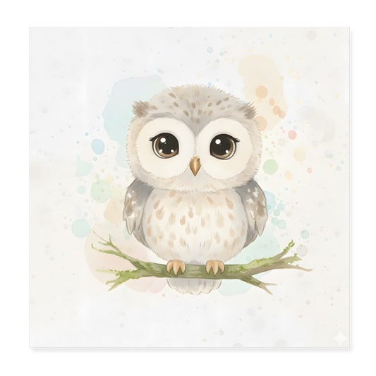 Eule Poster 20x20 cm - Weiß