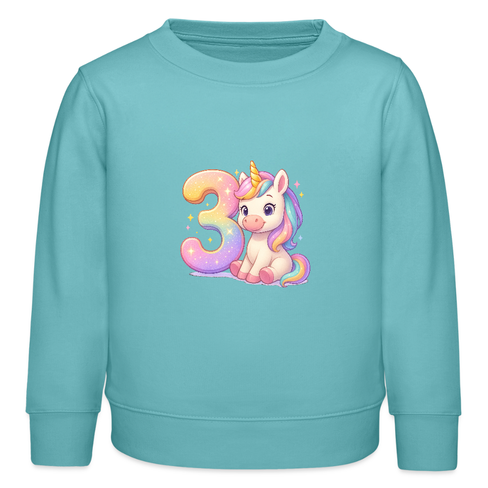 3. Geburtstag Einhorn - Bio Kinder Pullover - Pastelltürkis