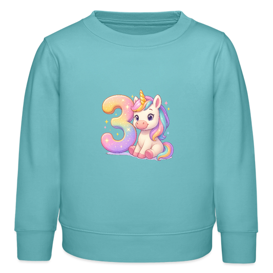 3. Geburtstag Einhorn - Bio Kinder Pullover - Pastelltürkis
