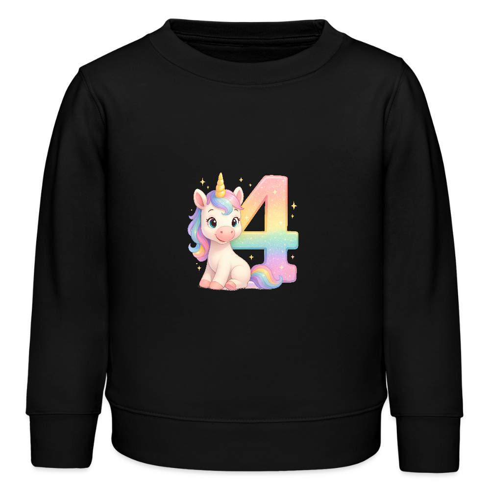 4. Geburtstag Einhorn - Bio Kinder Pullover - Schwarz