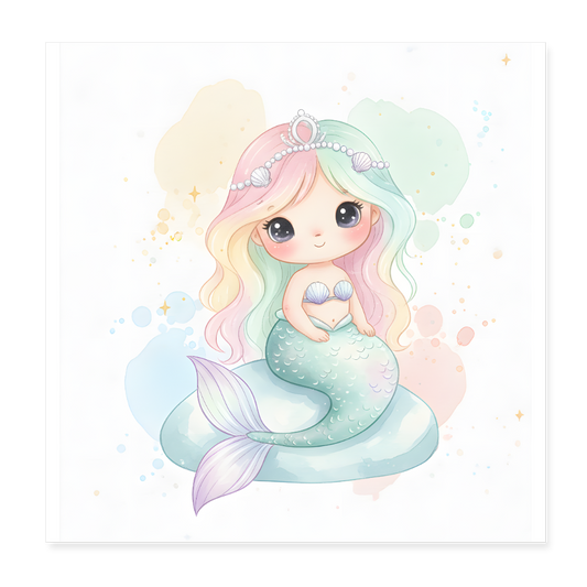 Meerjungfrau Poster 20x20 cm - Weiß