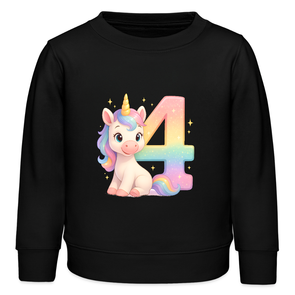 4. Geburtstag Einhorn - Bio Kinder Pullover - Schwarz