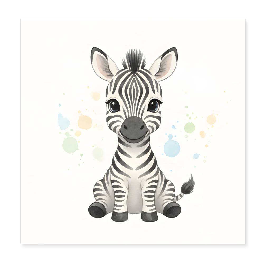 Zebra Poster 20x20 cm - Weiß