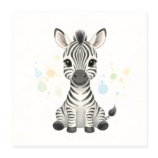 Zebra Poster 20x20 cm - Weiß