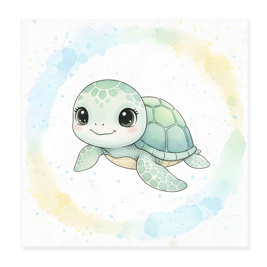 Schildkröte Poster 20x20 cm - Weiß