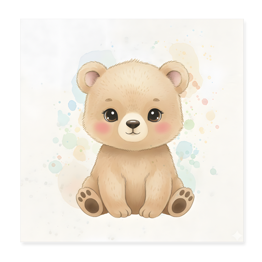 Bär Poster 20x20 cm - Weiß
