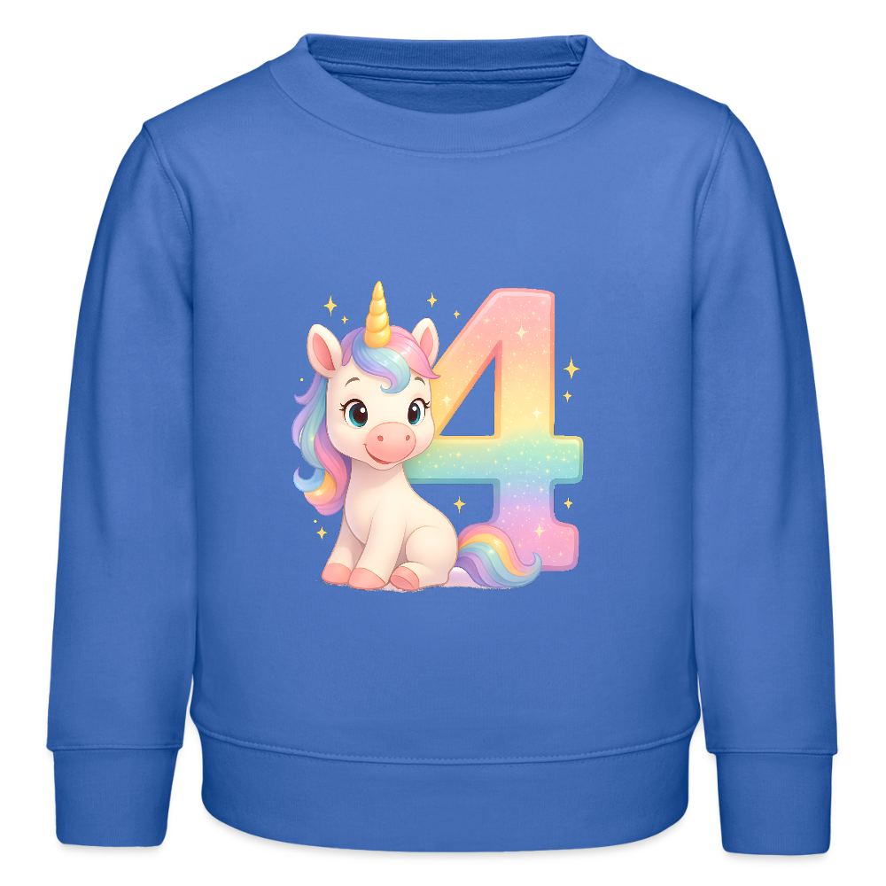 4. Geburtstag Einhorn - Bio Kinder Pullover - carolina Blue
