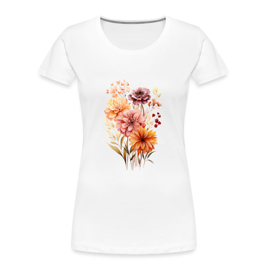 Frauen Blumen Bio T-Shirt - weiß