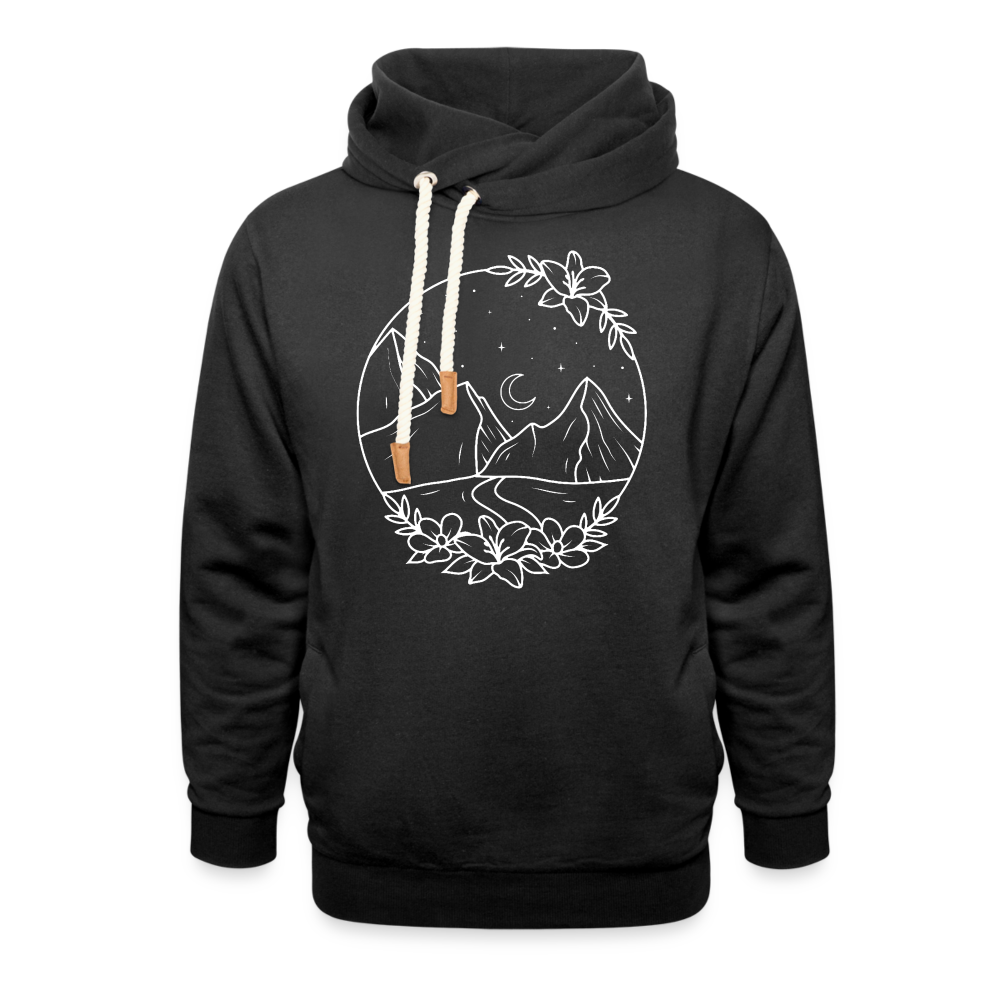 Berge bei Nacht Unisex Schalkragen Hoodie - Schwarz