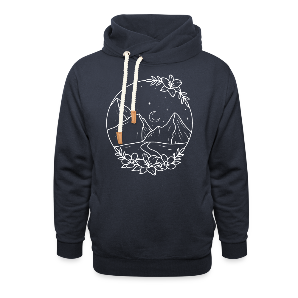 Berge bei Nacht Unisex Schalkragen Hoodie - Navy