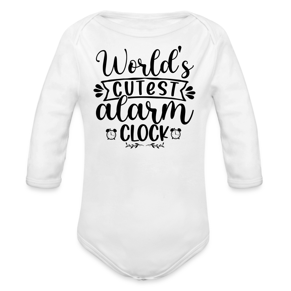 Worlds cutest alarm clock Baby Bio-Langarm-Body - weiß