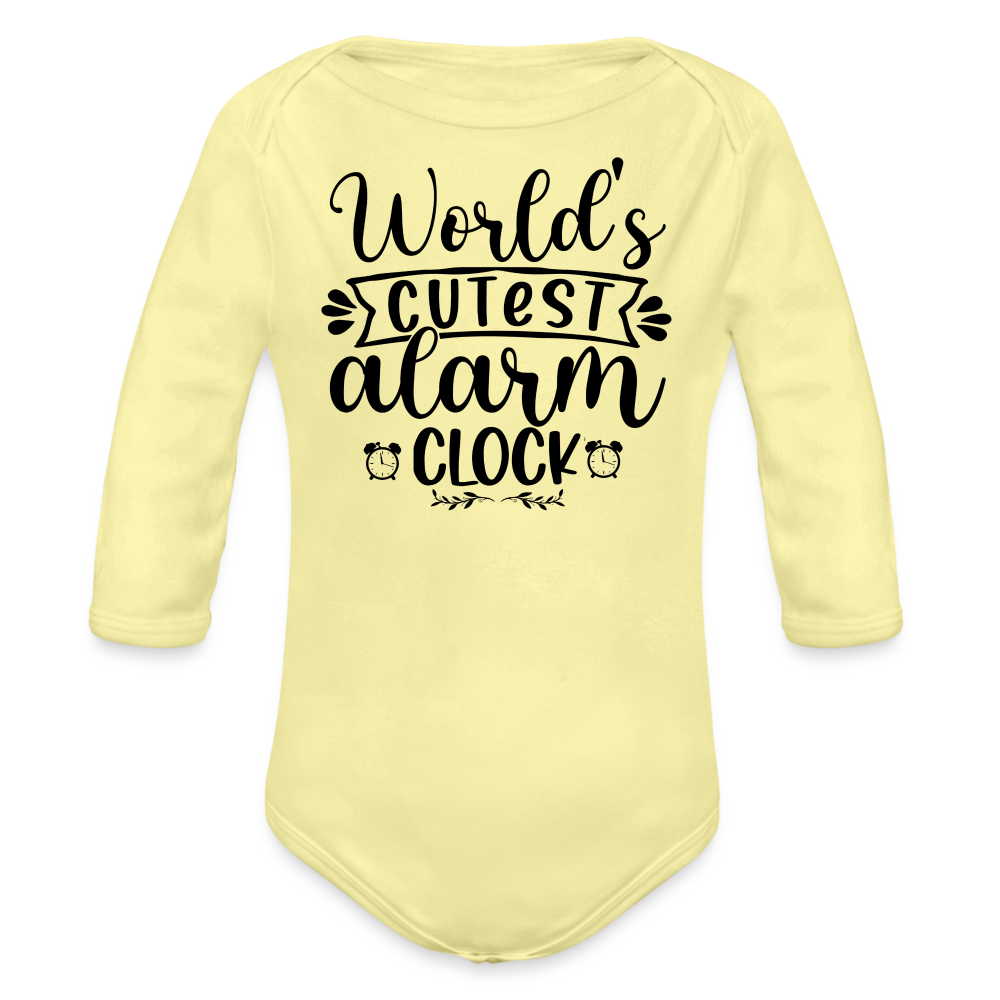 Worlds cutest alarm clock Baby Bio-Langarm-Body - Hellgelb