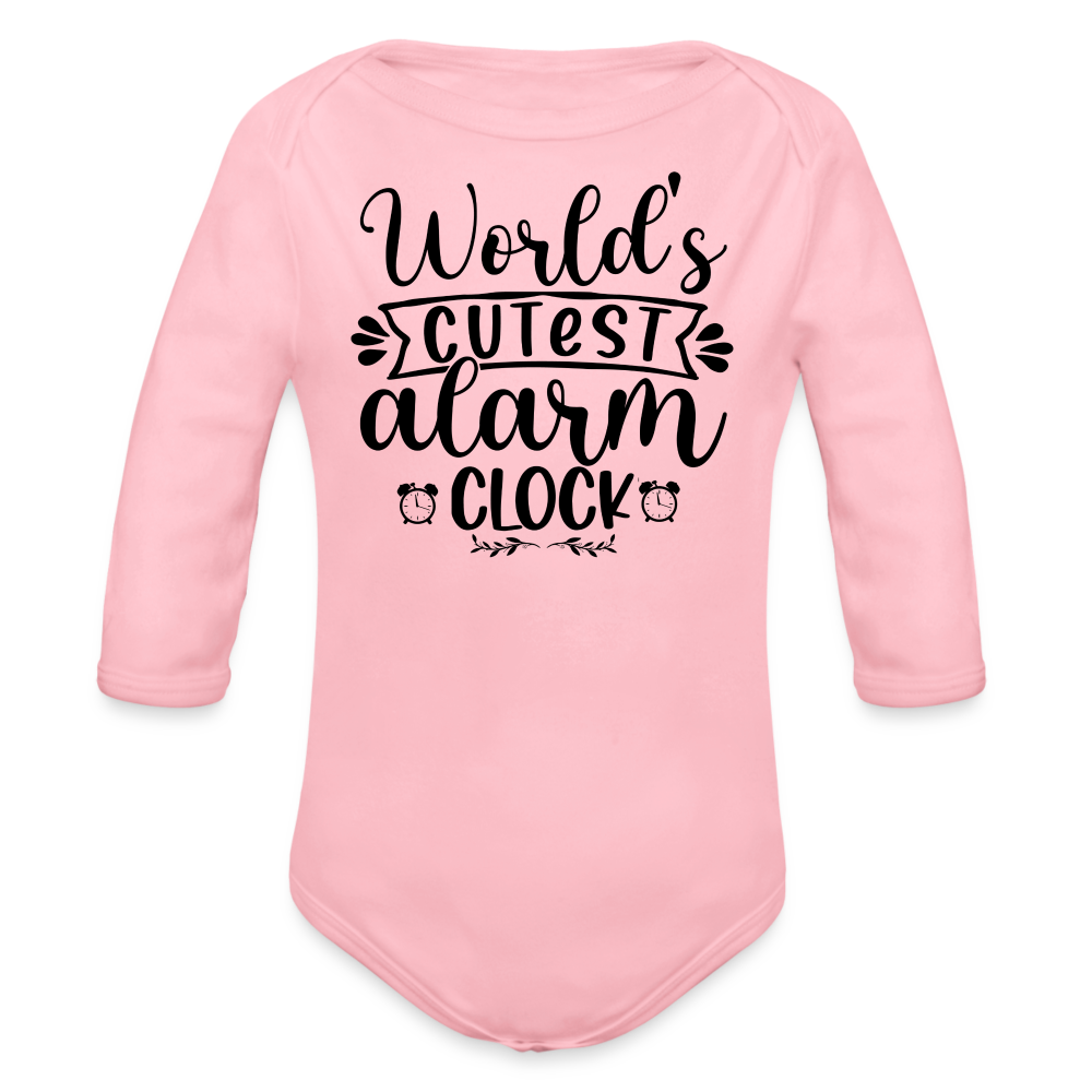 Worlds cutest alarm clock Baby Bio-Langarm-Body - Hellrosa