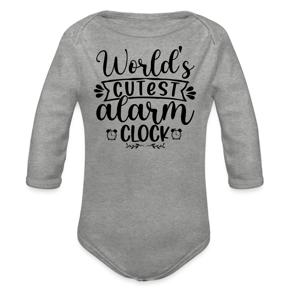 Worlds cutest alarm clock Baby Bio-Langarm-Body - Grau meliert